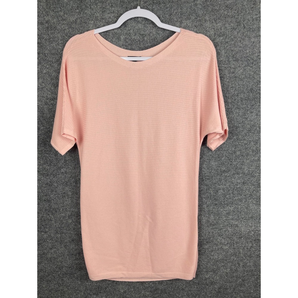 Talbots Ribbed Knit Top Women XS Peach Pink Excellent Scoop Neck Short Sleeve
